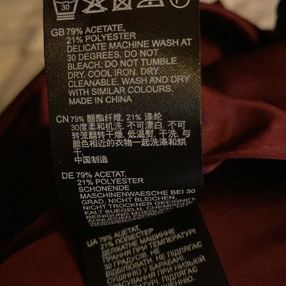 Reiss Tayla Front Wrap Satin Wrap Dress Burgundy SZ 6 NEW - Picture 8 of 8